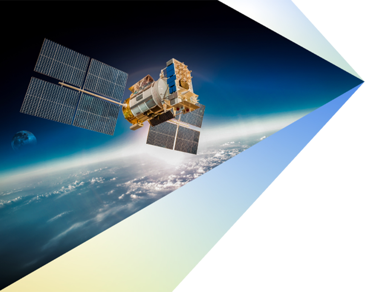 Satélite espacial sobre el planeta Tierra