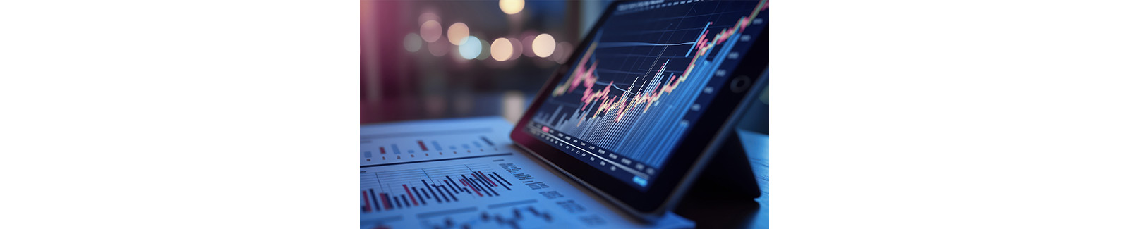 pantalla con un gráfico sobre una hoja con datos