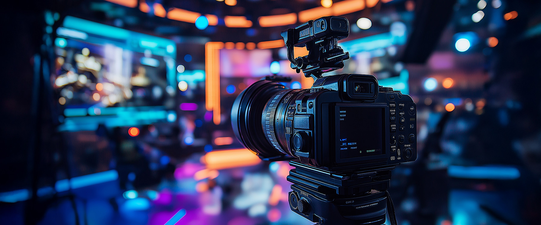 A video camera in a studio setup