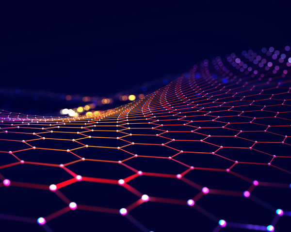 A digital mesh, with lights at every joint.