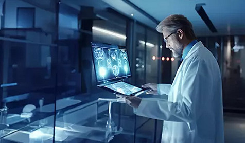 Two doctors discussing patient records