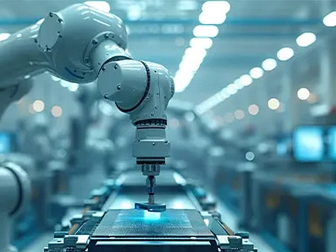 A robotic machine tool at work in a manucaturing shopfloor