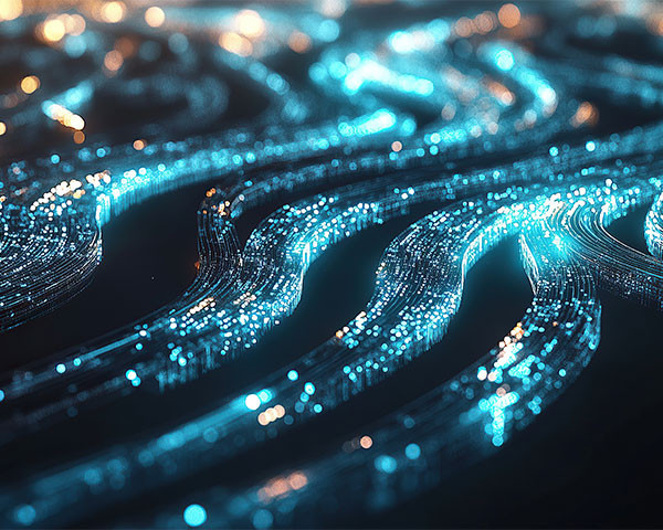 Illuminated blue light flows