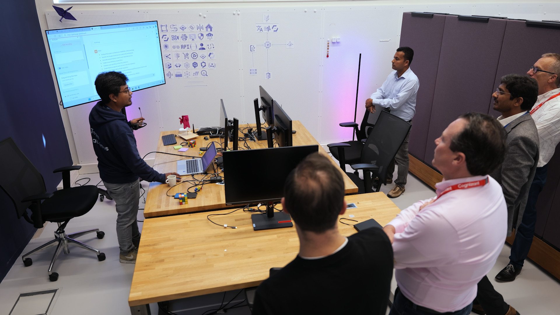 Discussing in a conference room