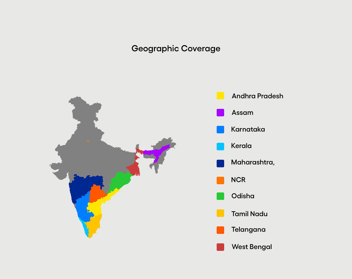 Geographic coverage India map