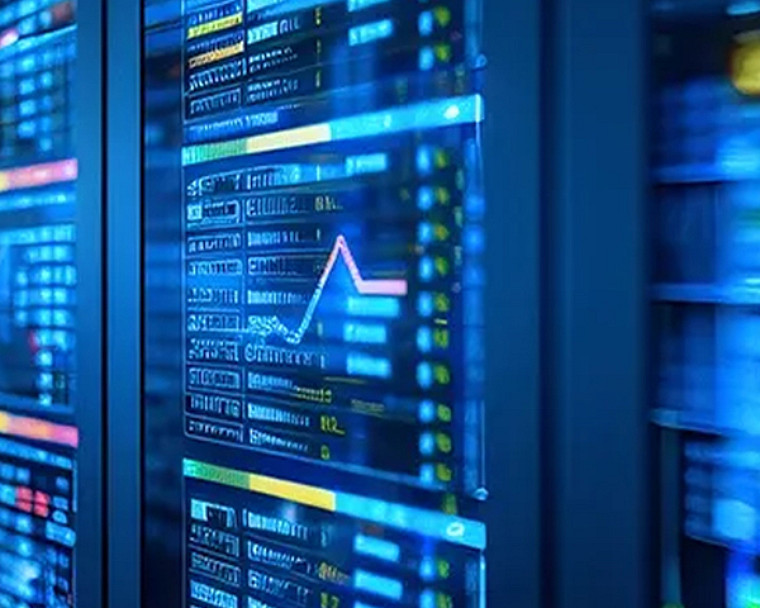 illuminated server room