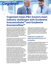 Cognizant hjälper skadeförsäkringsbolag att möta branschutmaningar med Guidewire InsuranceSuite™ och Guidewire InsuranceNow™