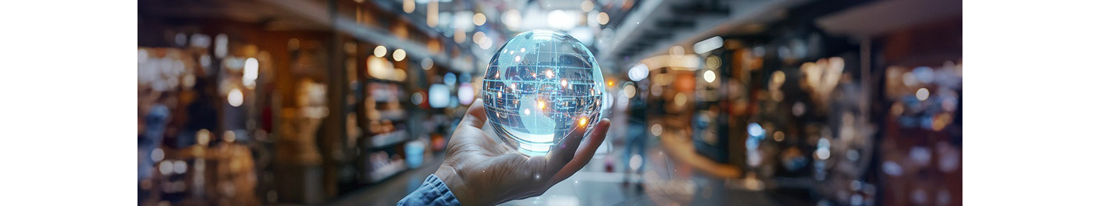 A hand holding a glass globe