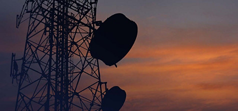 communication dish antenna on a tower