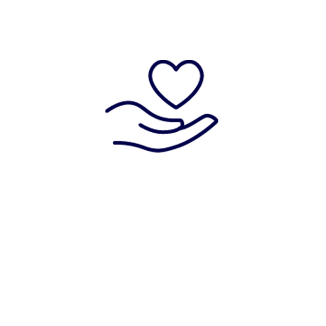 A hand with heart icon