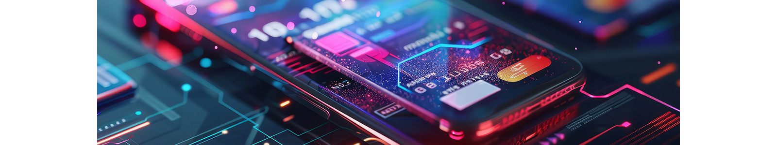 A credit card placed on a smartphone, representing the integration of mobile technology and banking services.