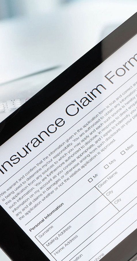 insurance claim form on tablet 