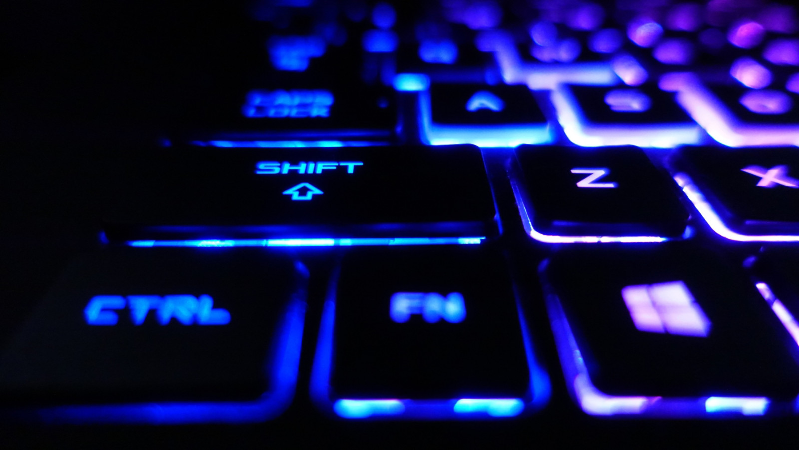 Laptop Gaming Keyboard Ctrl Function Plus Windows Logo Key And Shift Key Purple Blue Lights