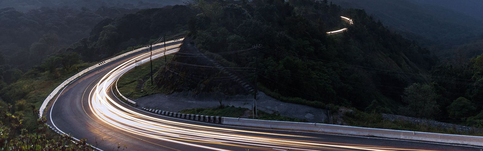 speed of light on a road bend