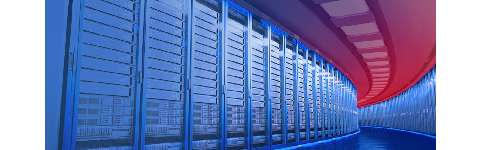 Stacks of servers stored in two rows