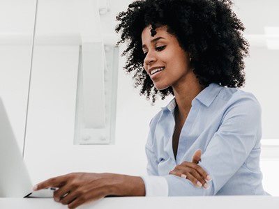 Woman working at a desk