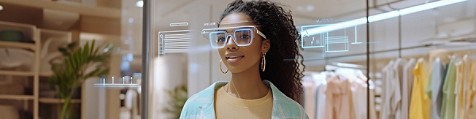 Una dependienta utilizando gafas de realidad aumentada