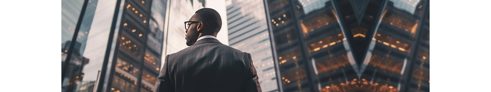 A man standing infront of buildings and looking left side of him