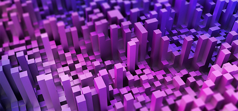 Rectangular cubes with pink and blue gradient color.