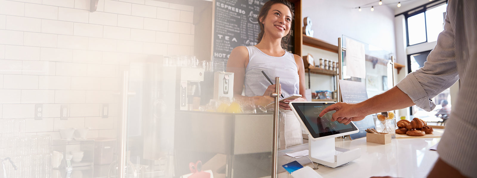 woman taking a customer order