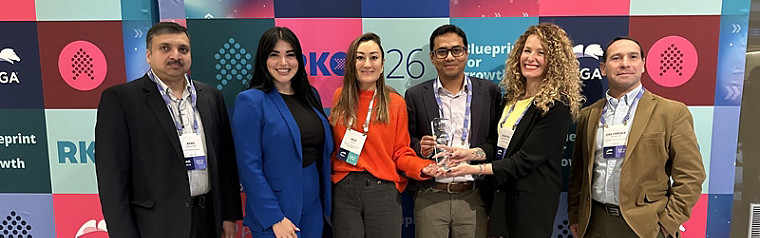 gráficos de barras azules con puntos de luz difuminados