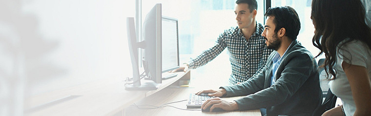 Employees working at desk