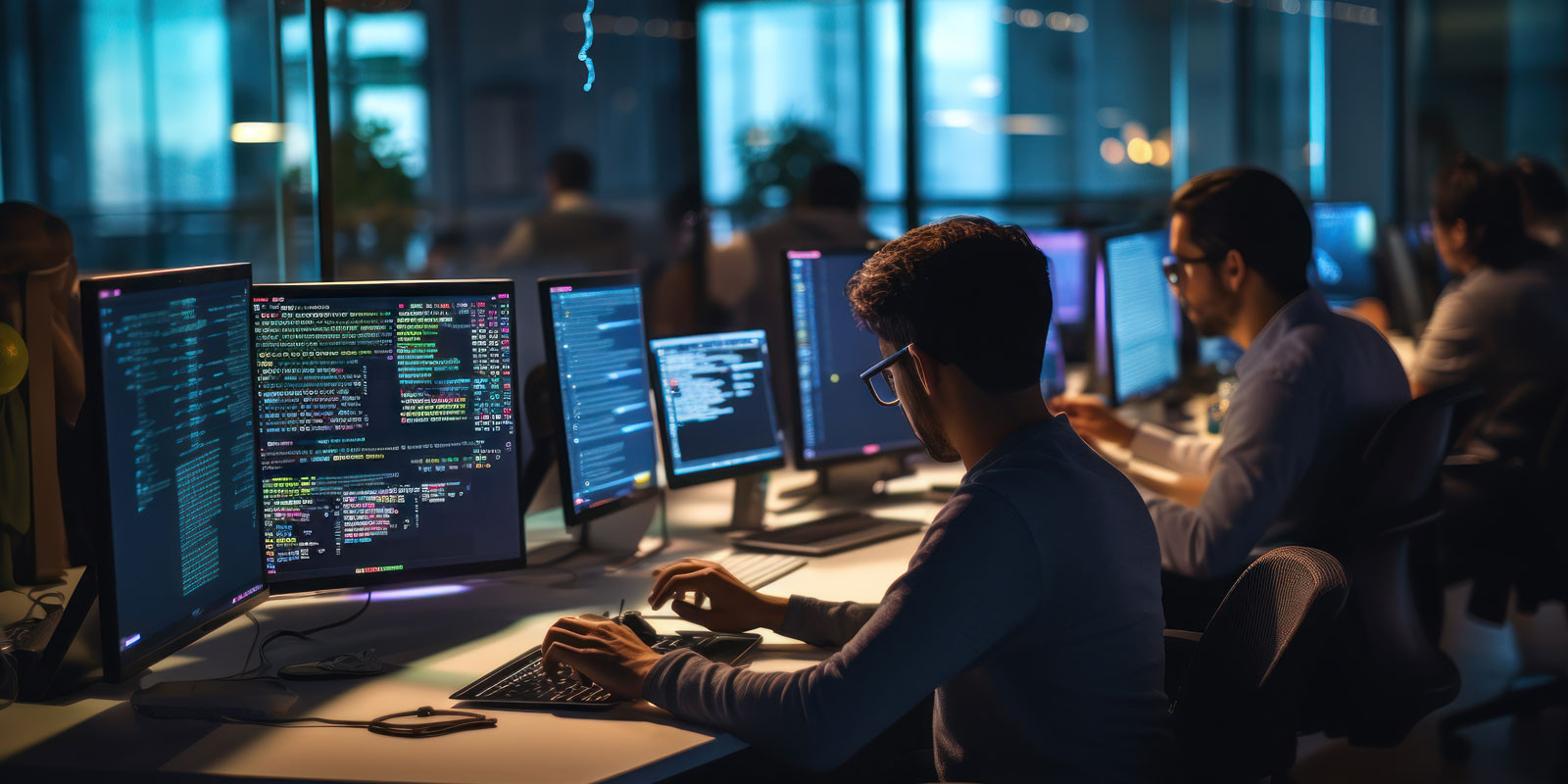 Group of professional focused on their computers