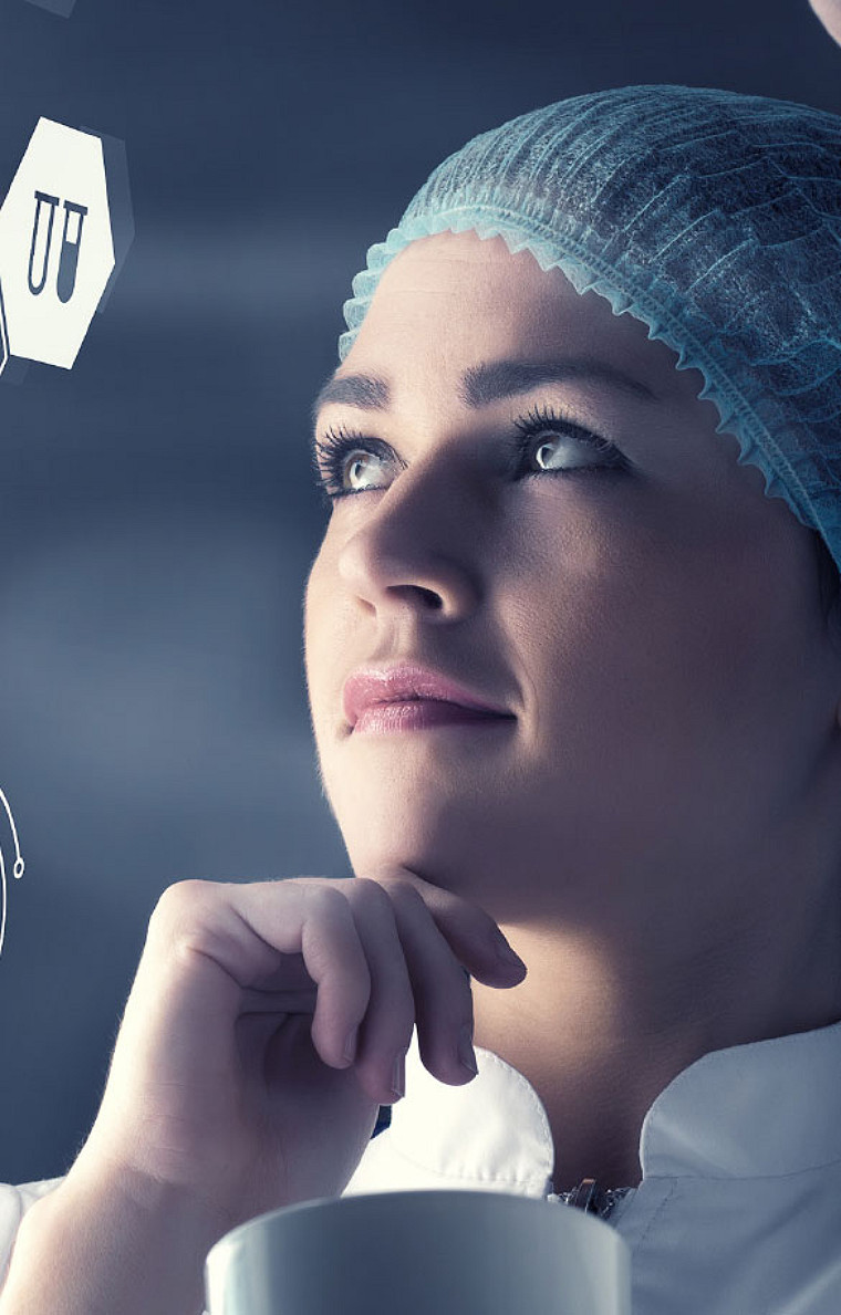 Doctor or nurse wearing a surgical cap