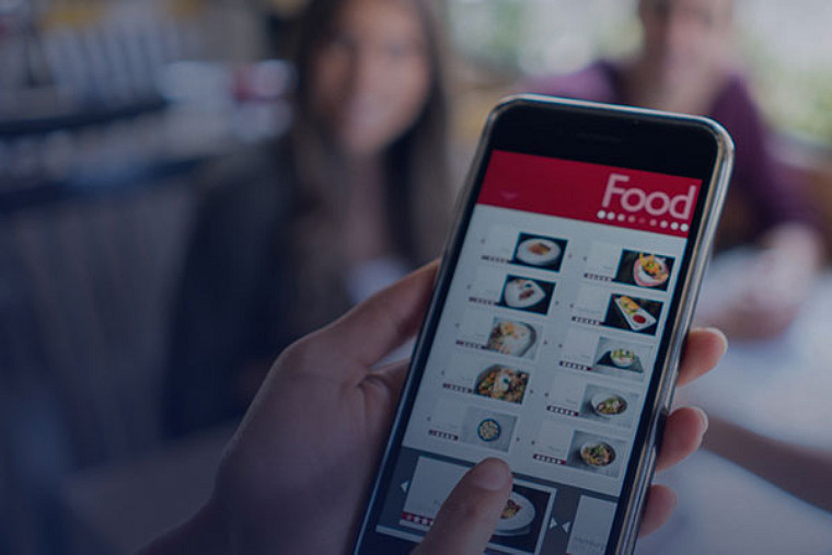 Food app being used on a mobile phone