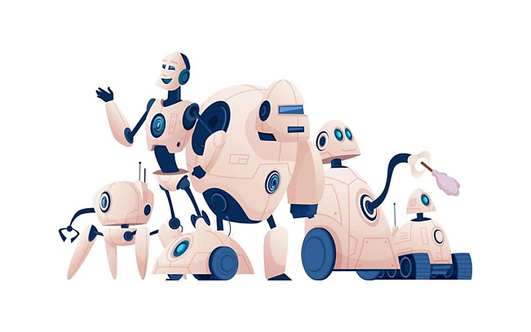 cream colored robots