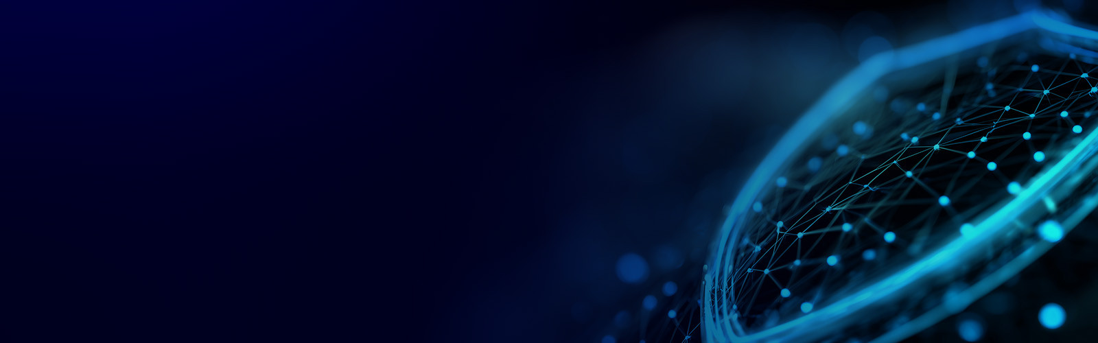 An abstract image with blue spots and light against a dark background