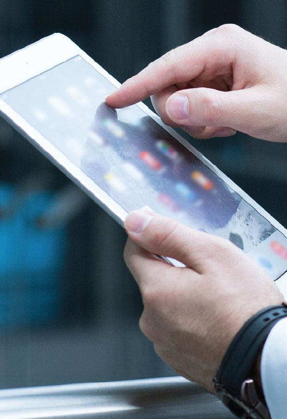 A set of hands on tablet device