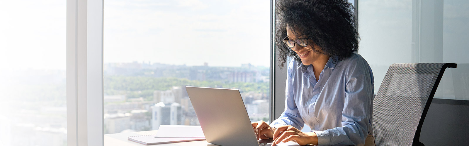 Woman working on a laptop