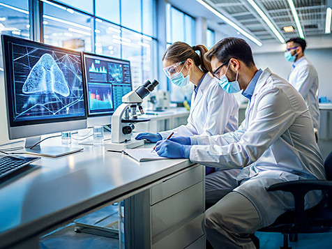 Lab technicians at work
