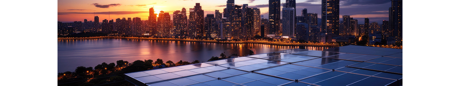A view of city and solar panels