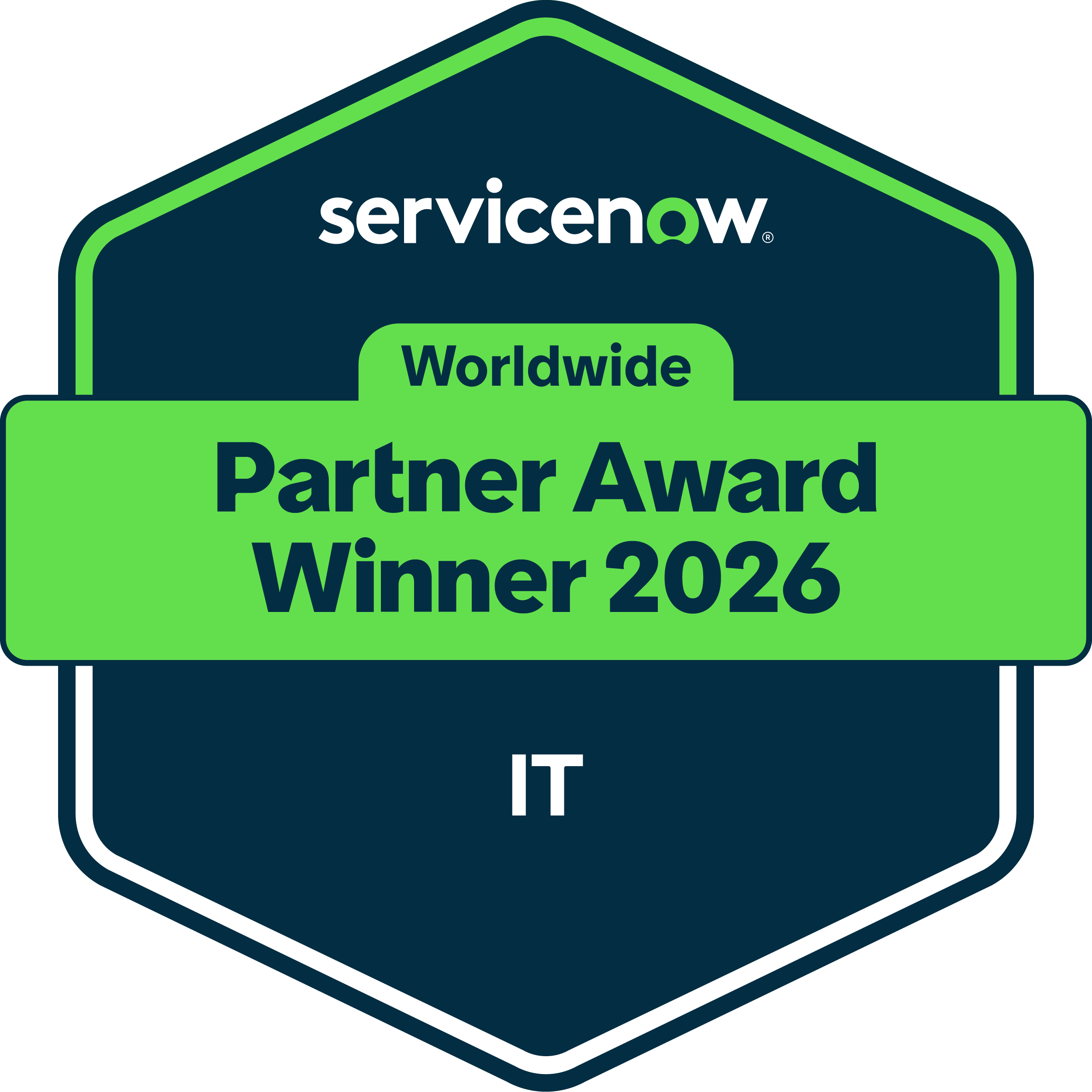 ServiceNow Worldwide Partner award winner 2026 IT Badge