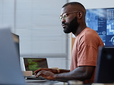 man working on a computer