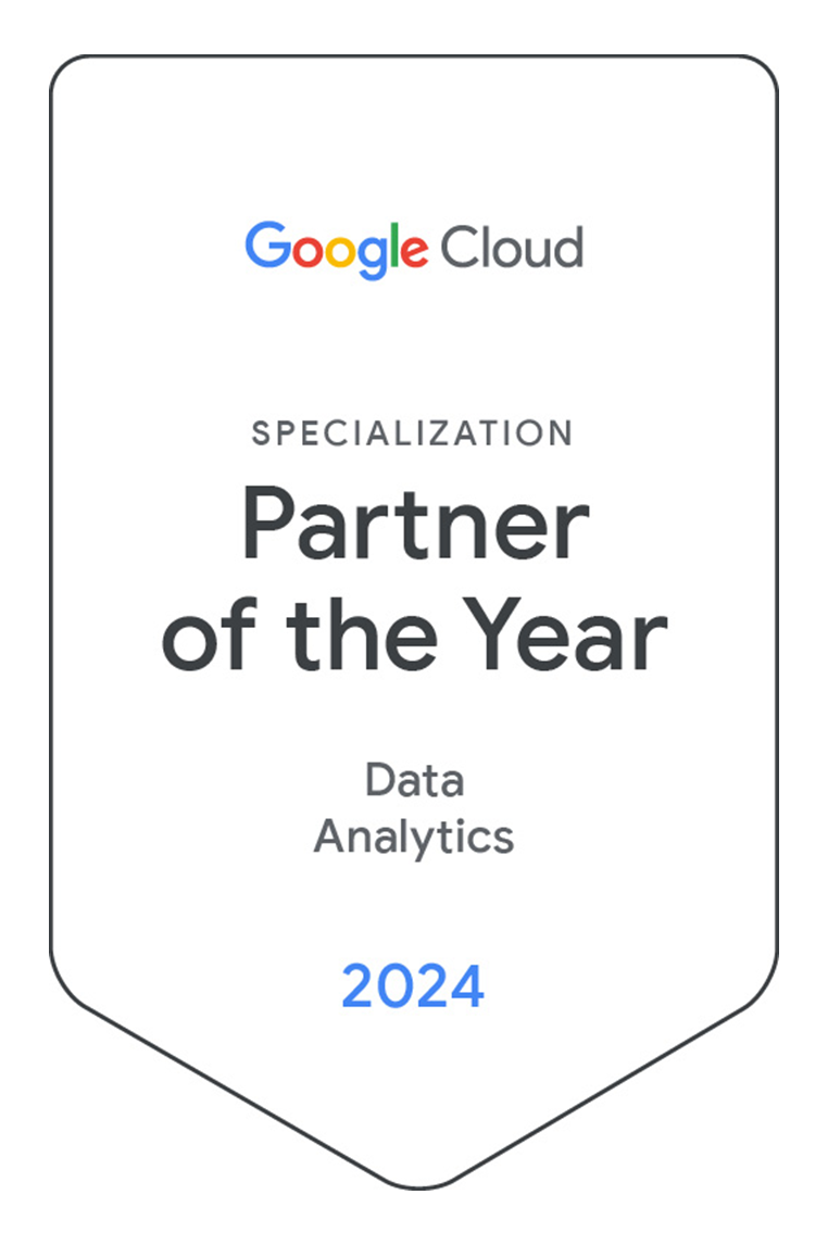 Badge which says Specialization Partner of the Year Data Analytics 2024