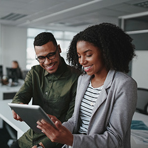 Employees collaborating