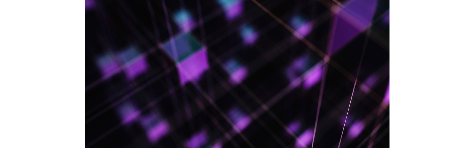 An abstract design of purple and blue cubes floating in the air