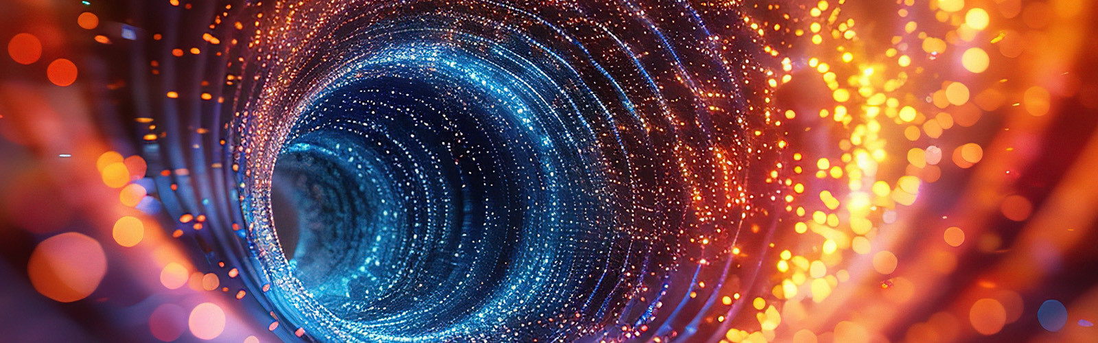 Un túnel de vórtice digital con luces azules