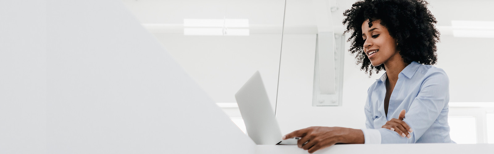 Women working on her laptop