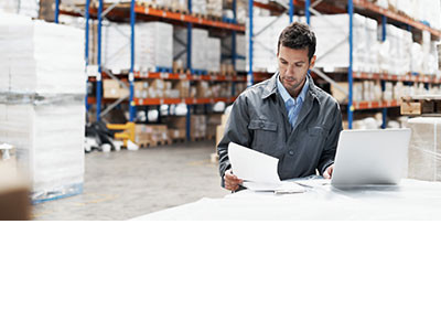 worker looking at document