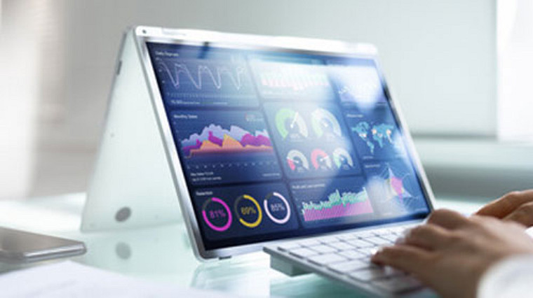 A computer monitor displaying various graphs