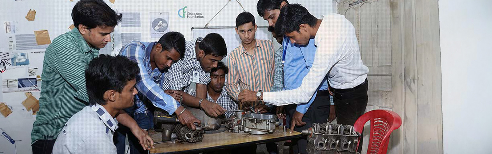 Students are working in machinery