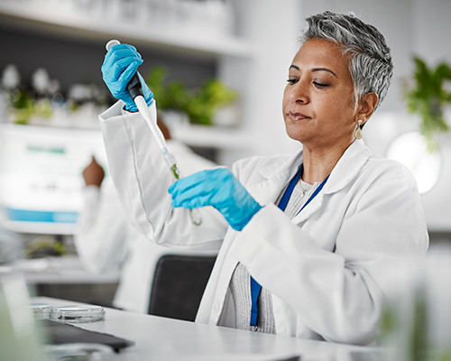 Lab technician testing samples