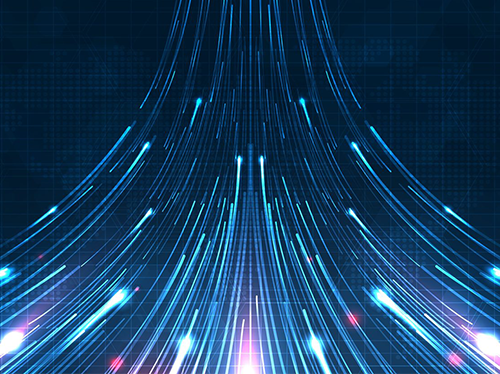 Teal colored graphic lines indicating speed