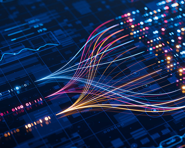 Three different color rays spliting in to many light lines