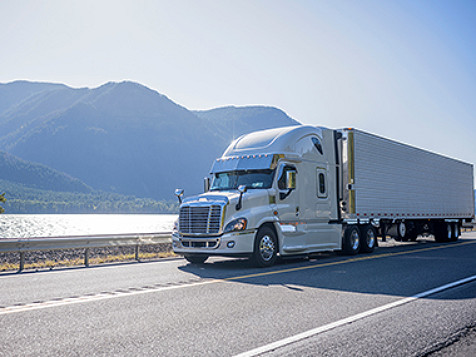 A Volvo truck on the road