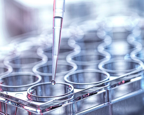 A close-up view of a dropper putting a liquid in a test tube.